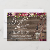 Rustikales Burgundy Floral Wine Barrel Brautparty Einladung (Vorderseite)