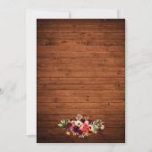 Rustikales Burgundy Floral Wood Boho Wedding Einla Einladung (Rückseite)