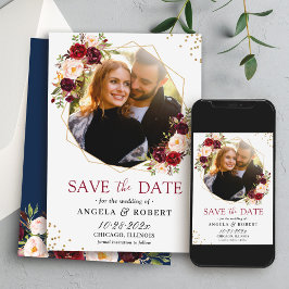 Rustikales Burgundy-Foto der braunen Seestreitbahn Save The Date