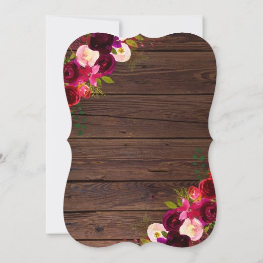 Rustikales Burgundy Lace Floral | Barn Country Wed Einladung (Rückseite)