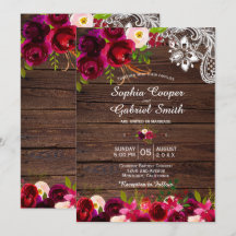 Rustikales Burgundy Lace Floral | Barn Wood Weddin