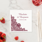 Rustikales Burgundy Lace Wedding Napkins Serviette (Beispiel)