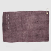 Rustikales Burgundy Linen Texture Golfhandtuch (Horizontal)