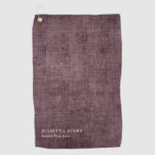 Rustikales Burgundy Linen Texture Golfhandtuch (Vorderseite)