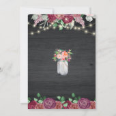 Rustikales Burgundy Mason Jar Lights Brautparty Einladung (Rückseite)