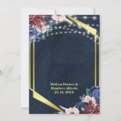 Rustikales Burgundy Navy Blue Gold Geometric Weddi Einladung (Rückseite)