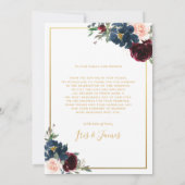Rustikales burgundy Navy Blush Floral Wedding Foto Dankeskarte (Rückseite)