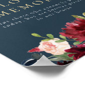 Rustikales burgundy Navy Floral in Love Memory Sig Poster (Ecke)