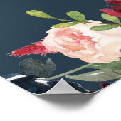 Rustikales Burgundy Petals & Prosecco Brautparty Poster (Ecke)