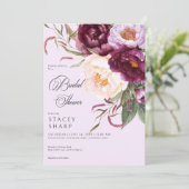 Rustikales Burgundy & Pink Peonies Brautparty Einladung (Stehend Vorderseite)