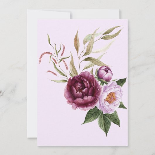 Rustikales Burgundy & Pink Peonies Brautparty Einladung (Rückseite)