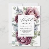 Rustikales Burgundy Plum Floral Bridal Brunch Einladung (Vorderseite)