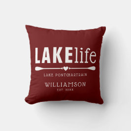 Rustikales Burgundy Red Lake Life Paddles Kissen