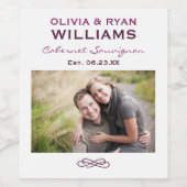 Rustikales Burgundy Red Wedding Monogram Foto Weinetikett (Einzelnes Label)