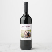 Rustikales Burgundy Red Wedding Monogram Foto Weinetikett (Vorderseite)
