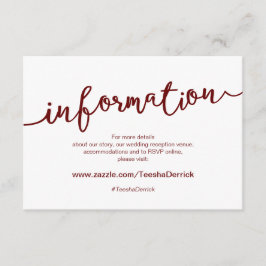 Rustikales Burgundy Script, Hochzeitdetails, UAWG Begleitkarte