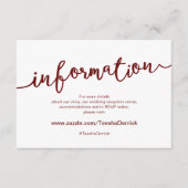 Rustikales Burgundy Script, Hochzeitdetails, UAWG Begleitkarte (Vorderseite)