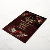 Rustikales Burgundy Watercolor Chic Boho Bridal Br Folieneinladung (Gedreht)