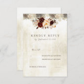 Rustikales Burgundy Wedding Floral UAWG RSVP Karte (Vorne/Hinten)