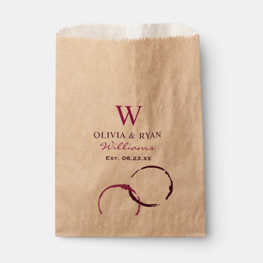 Rustikales Burgundy Wine Stain Wedgram Geschenktütchen (Vorderseite)