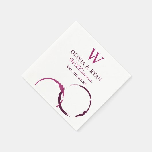 Rustikales Burgundy Wine Stain Wedgram Serviette (Ecke)