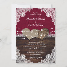 Rustikales Burgundy Wood Burlap Lace Wedding