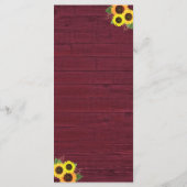 Rustikales Burgundy Wood Lights Lace Sonnenblumen Menükarte (Rückseite)