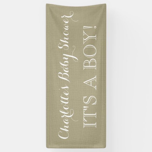 Rustikales Burlap Baby Duschzeichen Custom Banner (Vertikal)