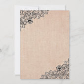 Rustikales Burlap Black Lace Sonnenblume Quinceane Einladung (Rückseite)