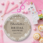 Rustikales Burlap-Brautparty-Papierplatte Pappteller (Party)