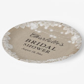 Rustikales Burlap-Brautparty-Papierplatte Pappteller (Schrägansicht)