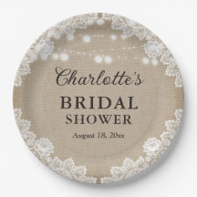 Rustikales Burlap-Brautparty-Papierplatte