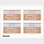 Rustikales Burlap Country Wedding Mini Wein Label Rechteckiger Aufkleber (Blatt)