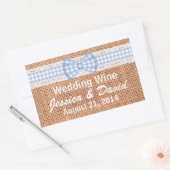 Rustikales Burlap Country Wedding Mini Wein Label Rechteckiger Aufkleber (Umschlag)