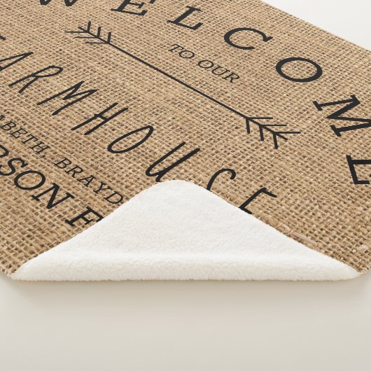 Rustikales Burlap Country Willkommen in unserem Ba Sherpadecke (3/4)