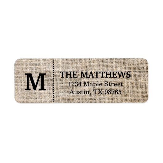Rustikales Burlap Custom Monogram (Vorne)
