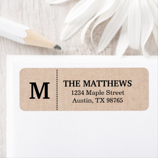 Rustikales Burlap Custom Monogram (Insitu)