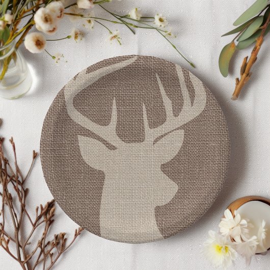 Rustikales Burlap Deer Buck | Pappteller
