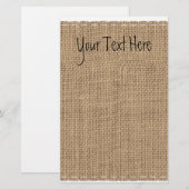 Rustikales Burlap-Design Briefpapier (Vorne/Hinten)