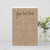 Rustikales Burlap-Design Briefpapier (Stehend Vorderseite)