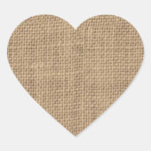 Rustikales Burlap-Design Herz-Aufkleber (Vorderseite)