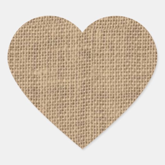 Rustikales Burlap-Design Herz-Aufkleber (Vorderseite)