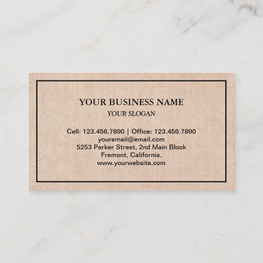 Rustikales Burlap Elegante Orange Monarch Butterfl Visitenkarte (Rückseite)