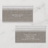 Rustikales Burlap & elegantes Spitzen-Chic Visitenkarte (Vorne/Hinten)