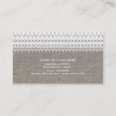 Rustikales Burlap & elegantes Spitzen-Chic Visitenkarte (Rückseite)