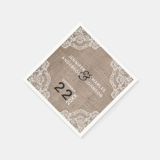 Rustikales Burlap-Fabric Lace | Napkins Serviette (Ecke)