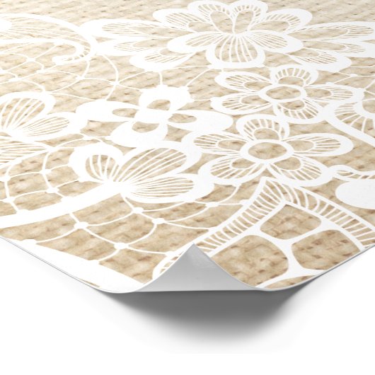 Rustikales Burlap Floral Lace Brautparty Foto Prop Poster (Ecke)
