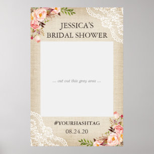 Rustikales Burlap Floral Lace Brautparty Foto Prop Poster