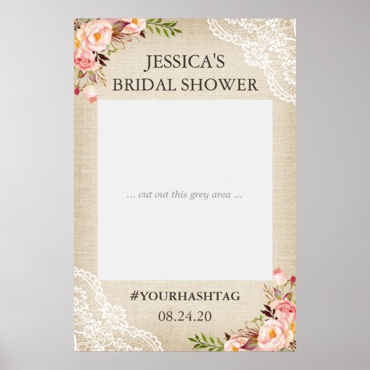 Rustikales Burlap Floral Lace Brautparty Foto Prop Poster (Vorne)