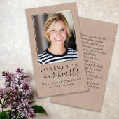 Rustikales Burlap-Foto Beerdigungskarte